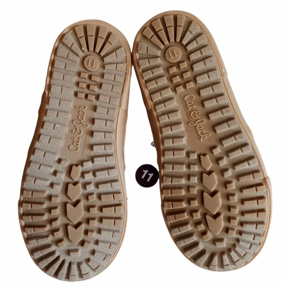 Cat & Jack Footwear Tan Unisex Suede Boots Lace/Zipper Up Size 11 Casual New W/T